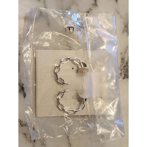 Sterling Silver Chain Link Hoop Earrings - Picture 2 of 5